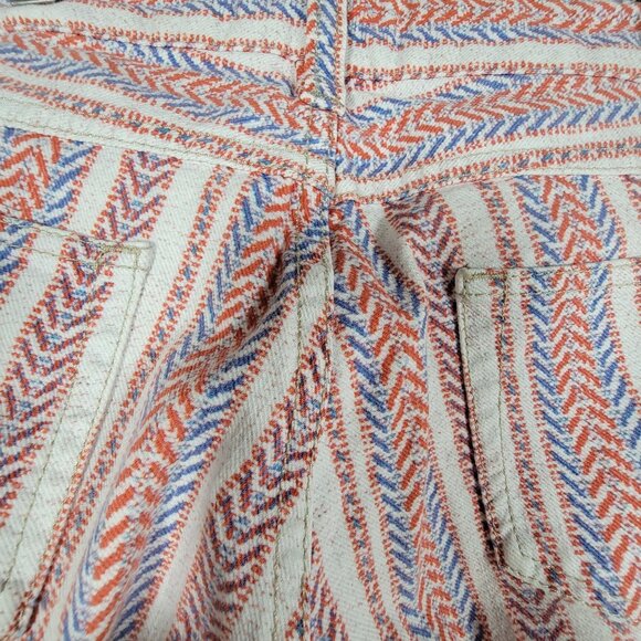 Isabel Marant Étoile Womens Chevron Striped Cropped Pants Sz 36 Red/Blue Stretch - Picture 3 of 11